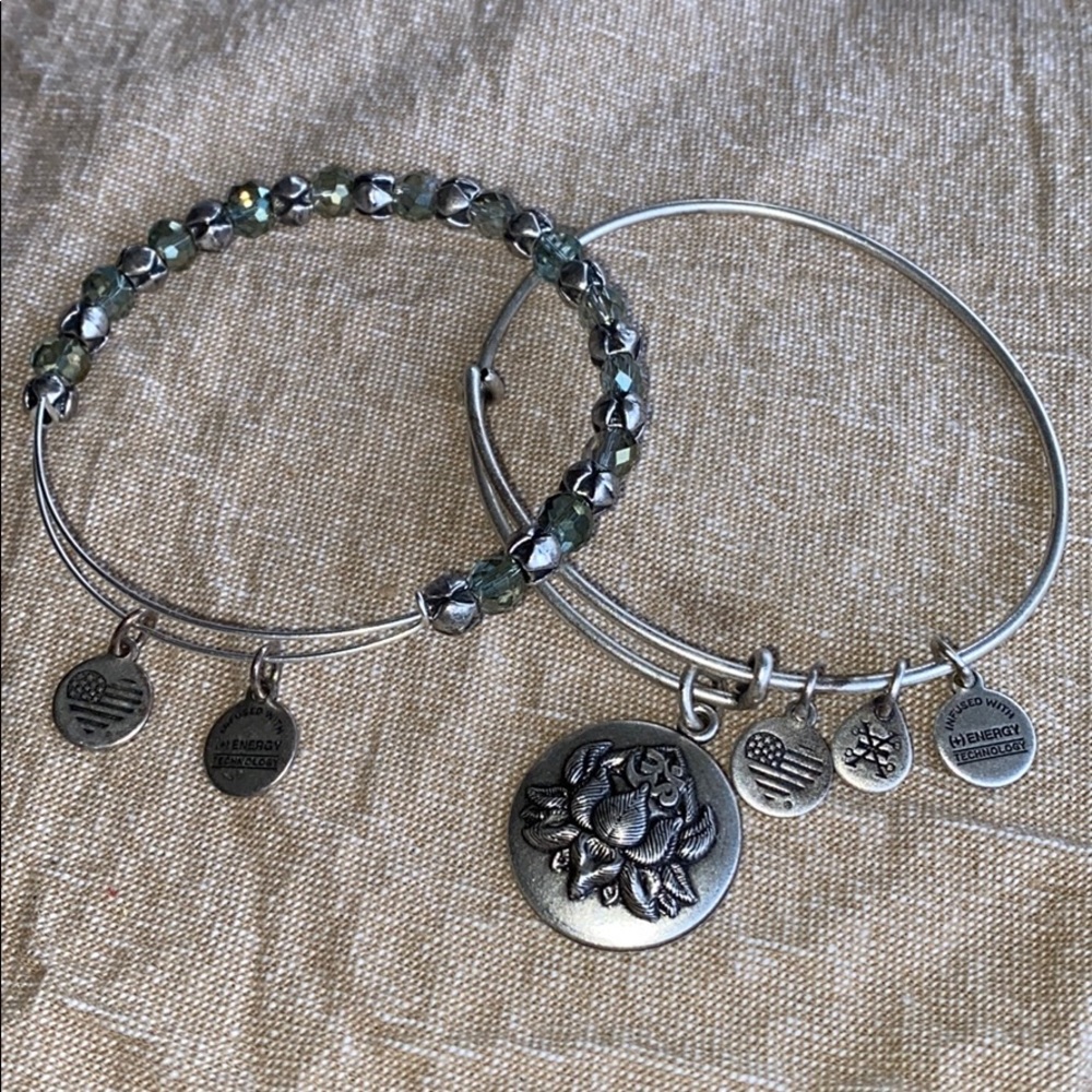 Alex and Ani charm bangle bracelet. Lotus peace